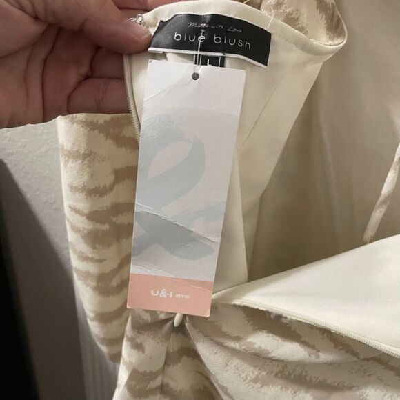 Blue Blush Animal Print Open Back Mini Dress L NWT Cottagecore Fairycore Y2K - Picture 7 of 11